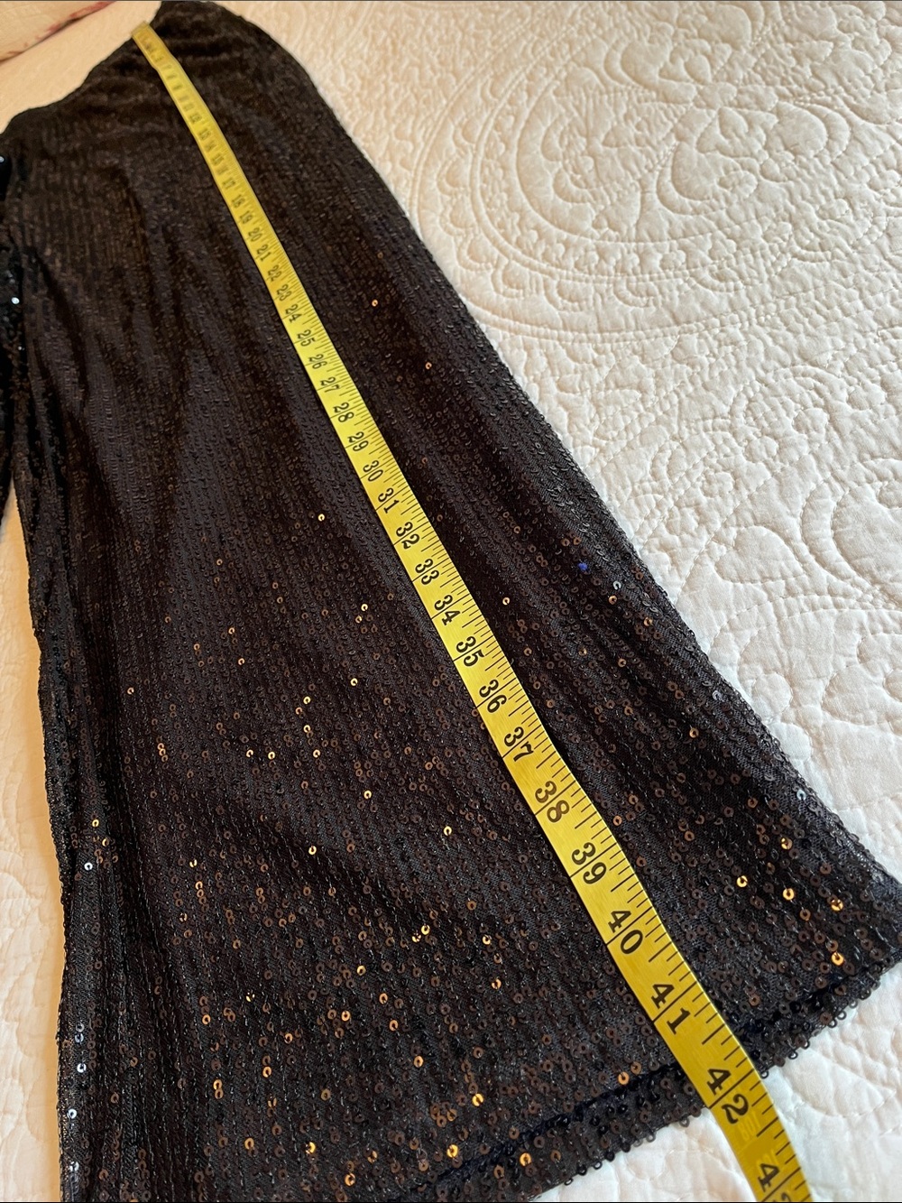 NWT Anthony Sequin Wide Leg Pants Lined Women's 1X Black Party Dressy Flowy - Picture 6 of 11